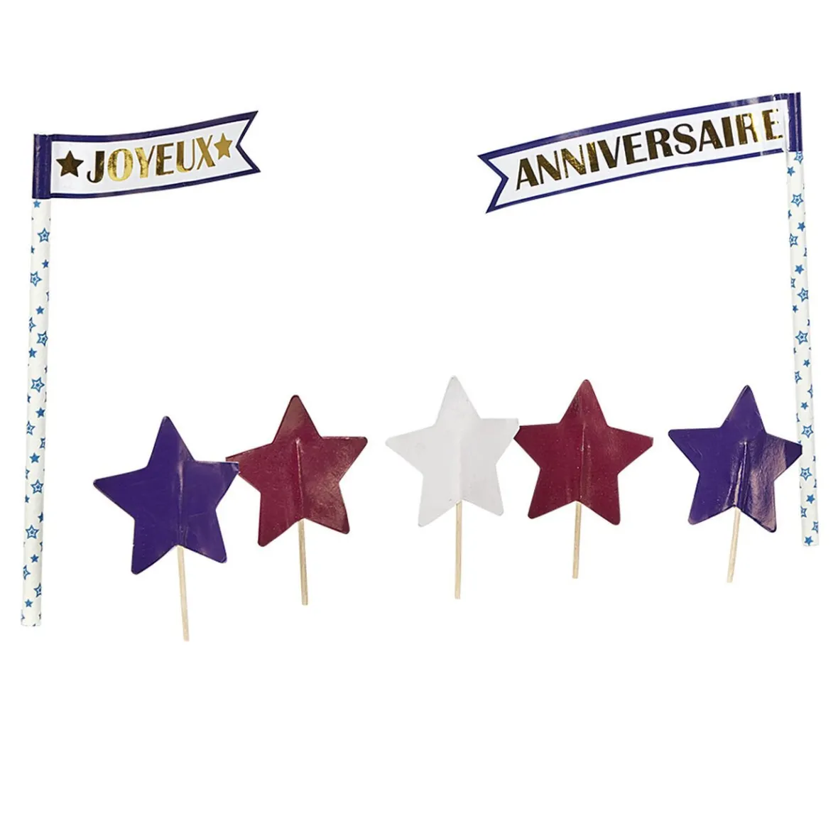 Décoration gâteau Joyeux anniversaire et étoiles-Gifi New