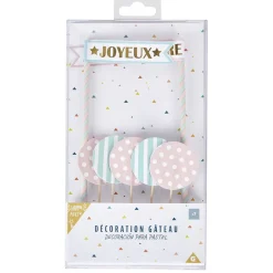 Décoration gâteau Joyeux anniversaire et ballon-Gifi Discount