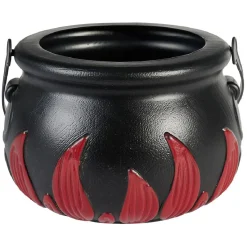 Décoration Halloween chaudron plastique noir flamme rouge Ø14,5xH10cm-Gifi Hot
