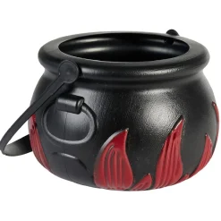 Décoration Halloween chaudron plastique noir flamme rouge Ø14,5xH10cm-Gifi Hot