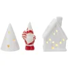 Décoration lumineuse de Noël Père Noël maisonnette porcelaine rouge et blanc x3-Gifi Hot