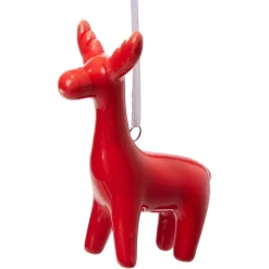 Décoration lumineuse Père Noël cerf sapin porcelaine rouge et blanc x4-Gifi Discount