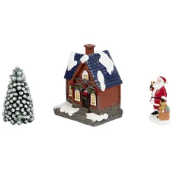 Décoration maison lumineuse 4LED avec père Noël et sapin-Gifi Hot