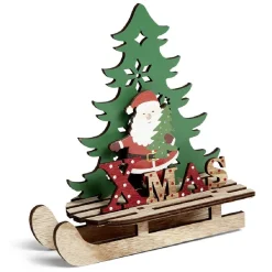 Décoration Noël à poser en bois luge avec Père Noël ou renne H19cm-Gifi Clearance