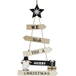 Décoration Noël à suspendre We wish you a merry Christmas pancarte en bois-Gifi