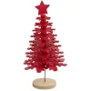 Décoration Noël sapin à poser rouge sur socle bois Ø10xH25cm-Gifi Sale