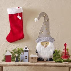 Décoration Noël sapin à poser rouge sur socle bois Ø10xH25cm-Gifi Sale