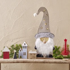 Décoration Noël sapin à poser rouge sur socle bois Ø10xH25cm-Gifi Sale