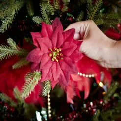 Décoration poinsettia rouge Noël-Gifi