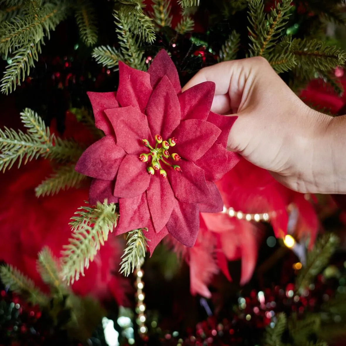 Décoration poinsettia rouge Noël-Gifi