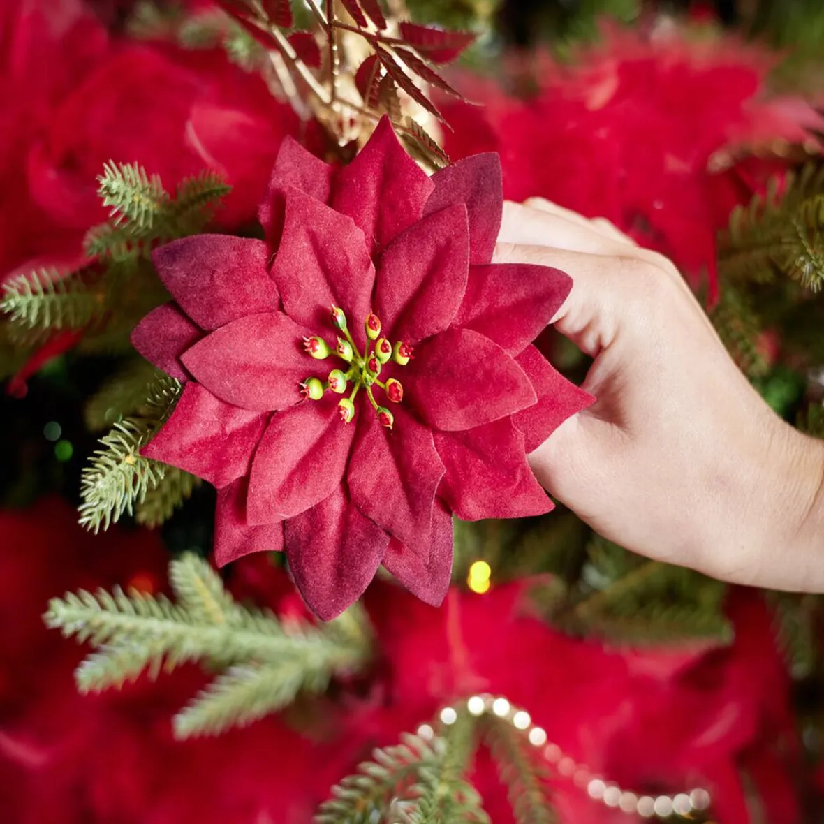 Décoration poinsettia rouge Noël-Gifi