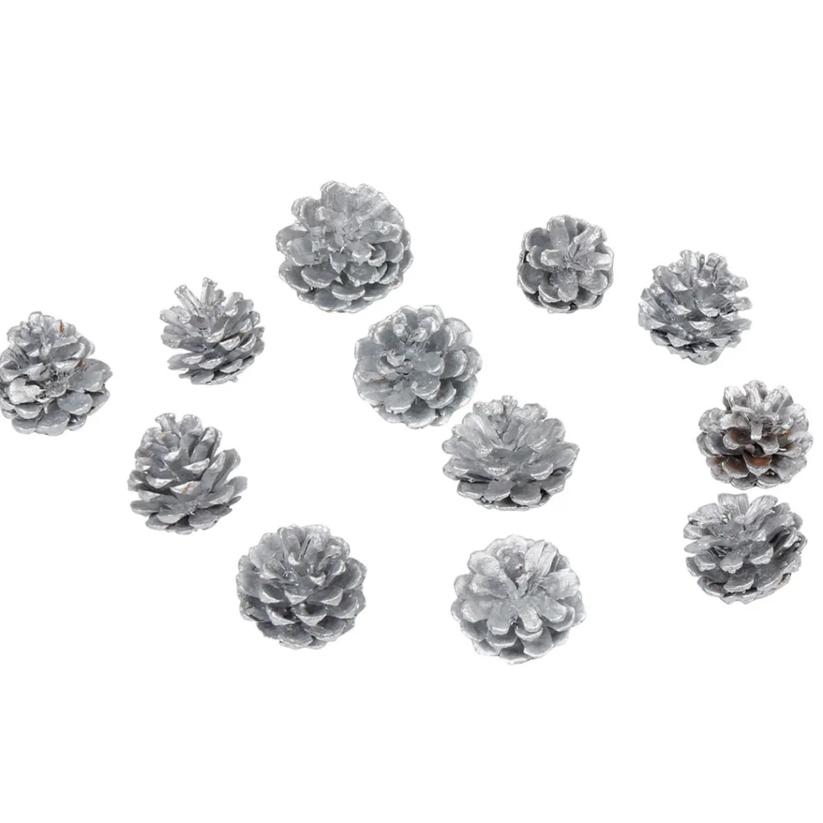 Décoration Pomme de pin argent à poser x 12-Gifi Online