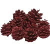 Décoration Pomme de pin rouge à poser x 12-Gifi Best