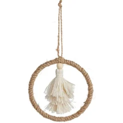 Décoration pompon dans cercle à suspendre beige Ø10cm-Gifi Best