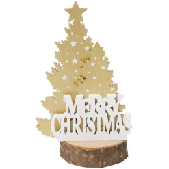 Décoration sapin de Noël sur rondin de bois Merry Christmas Ø6,2xH7,4cm-Gifi Discount