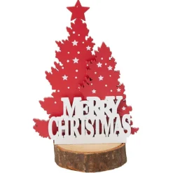 Décoration sapin de Noël sur rondin de bois Merry Christmas Ø6,2xH7,4cm-Gifi Discount
