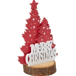 Décoration sapin de Noël sur rondin de bois Merry Christmas Ø6,2xH7,4cm-Gifi Discount
