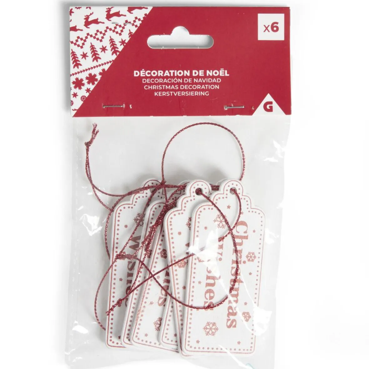 Décoration sapin de Noël étiquettes à suspendre x6-Gifi Sale