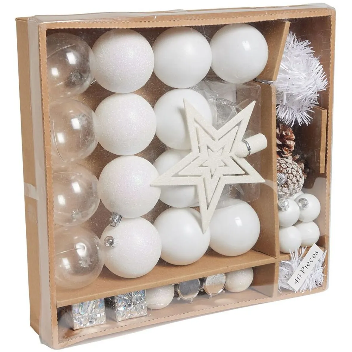 Décoration sapin Noël blanc et argenté x40-Gifi Sale