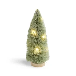 Décoration sapin vert lumineux LED blanc chaud H24cm à piles-Gifi Hot