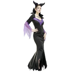 Déguisement adulte Halloween reine maléfique noir violet taille S-Gifi
