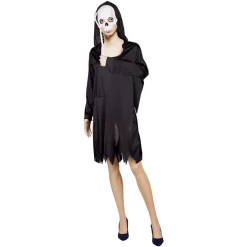 Déguisement adulte Halloween squelette robe et masque à tenir Taille S-Gifi Hot