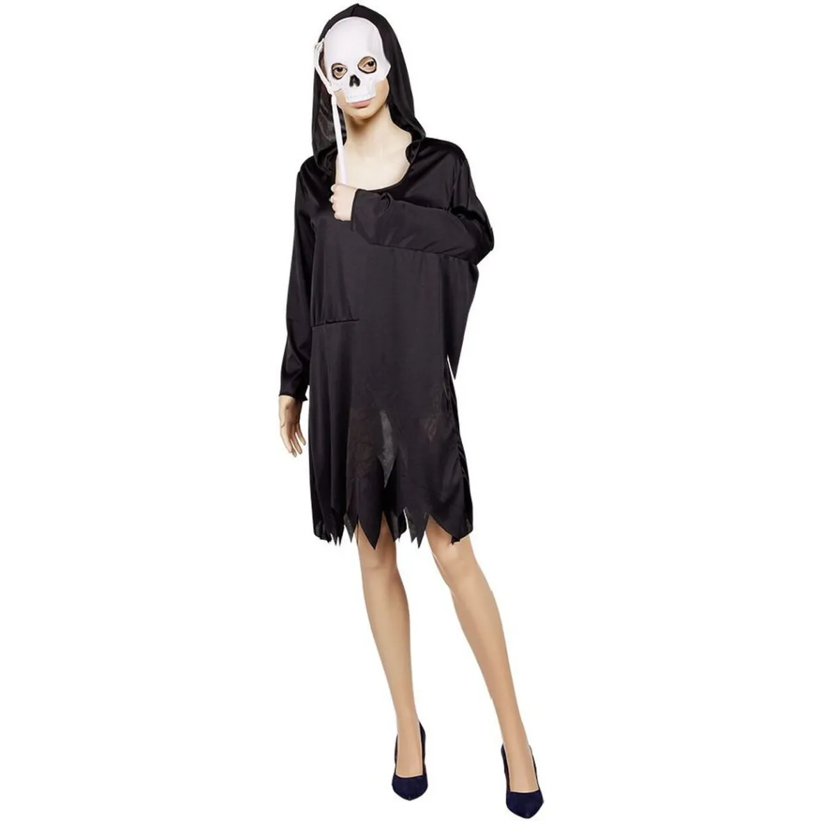 Déguisement adulte Halloween squelette robe et masque à tenir Taille M-Gifi Hot