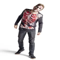 Déguisement adulte Halloween zombie trompe-l'oeil tshirt -Taille unique-Gifi Outlet