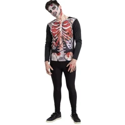 Déguisement adulte Halloween zombie trompe-l'oeil tshirt -Taille unique-Gifi Outlet
