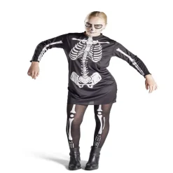 Déguisement adulte Halloween squelette tunique noir et blanc - Taille L-Gifi Clearance