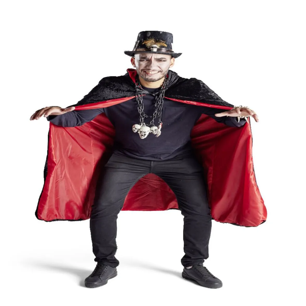 Déguisement adulte magicien cape noir et rouge - Taille unique-Gifi New