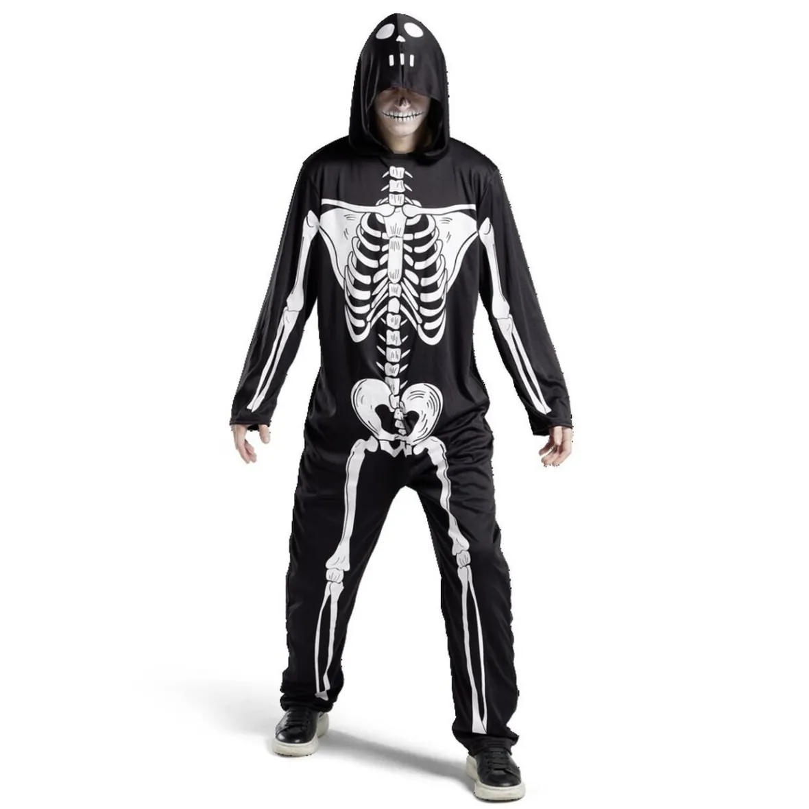 Déguisement adulte squelette combinaison et capuche taille S-Gifi New