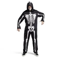 Déguisement adulte squelette combinaison et capuche taille M/L-Gifi Outlet
