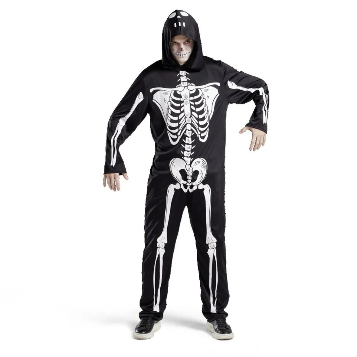 Déguisement adulte squelette combinaison et capuche taille M/L-Gifi Outlet