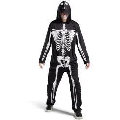 Déguisement adulte squelette combinaison et capuche taille M/L-Gifi Outlet