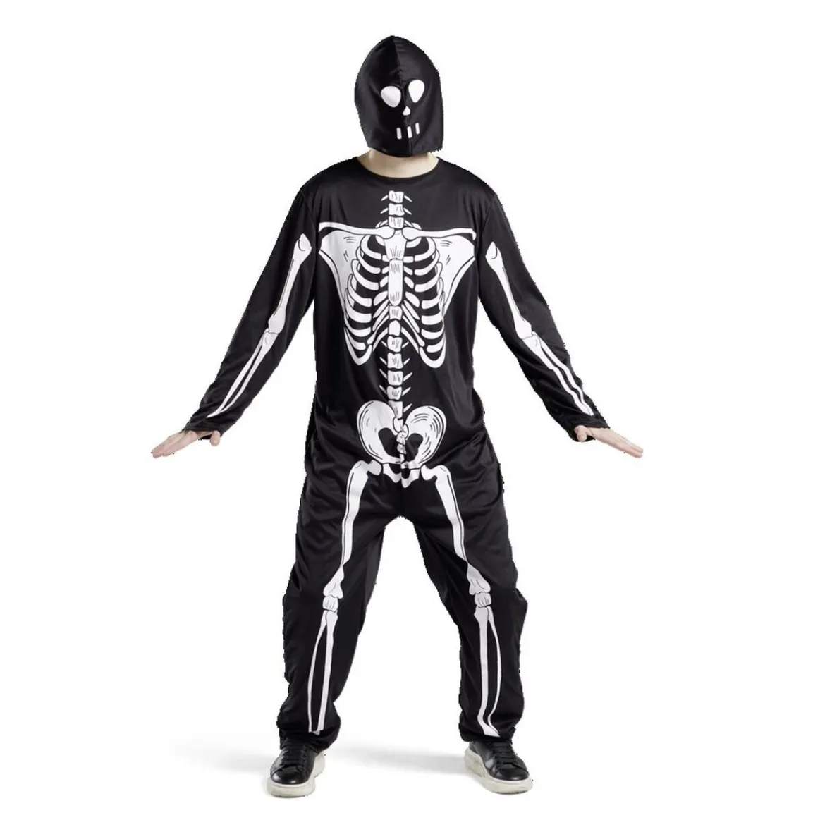 Déguisement adulte squelette combinaison et capuche taille M/L-Gifi Outlet