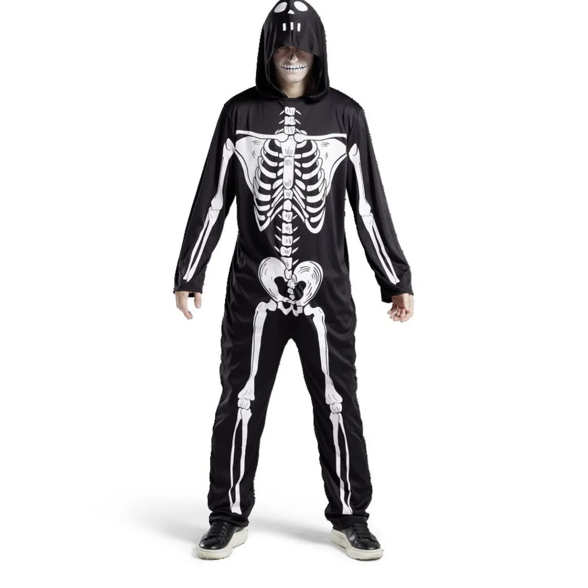 Déguisement adulte squelette combinaison et capuche taille M/L-Gifi Outlet