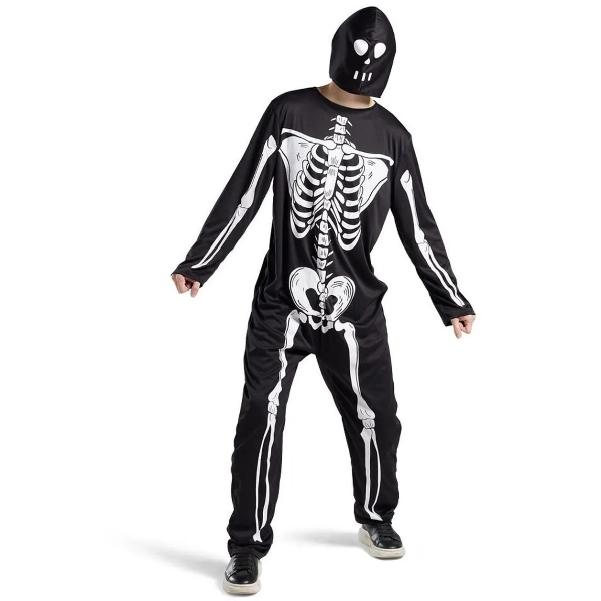 Déguisement adulte squelette combinaison et capuche taille M/L-Gifi Outlet