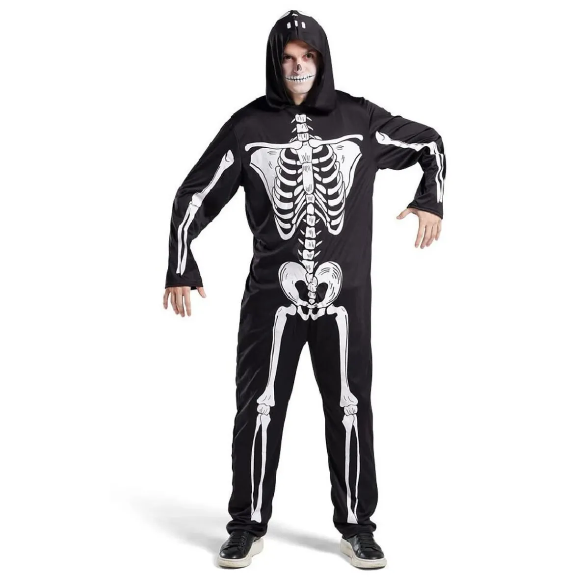 Déguisement adulte squelette combinaison et capuche taille M/L-Gifi Outlet