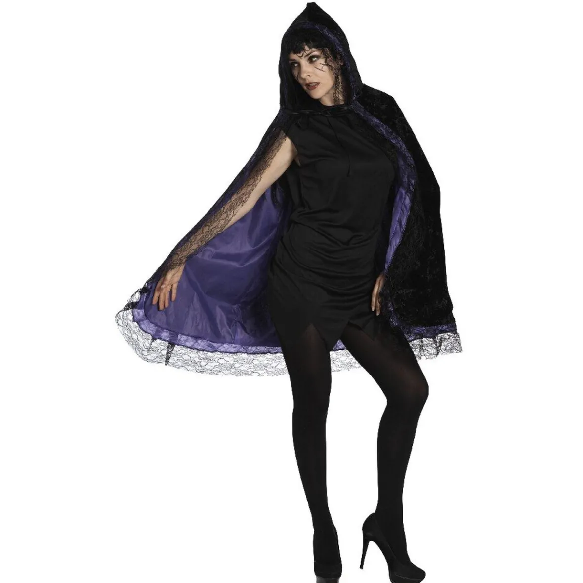 Déguisement cape bicolore finition dentelle femme-Gifi Discount