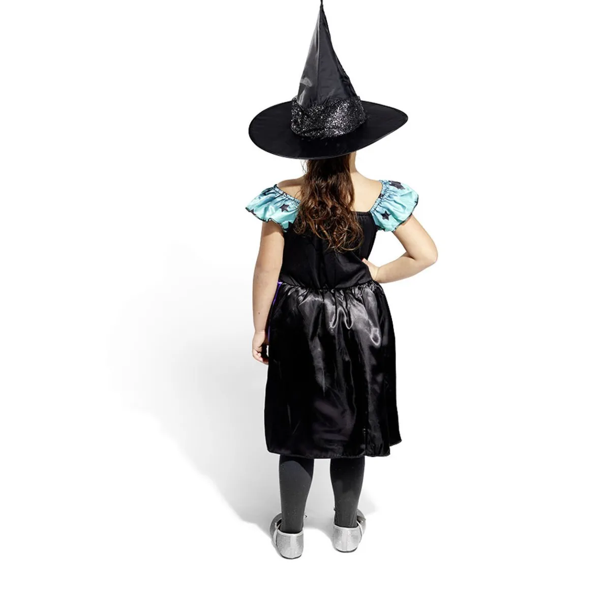 Déguisement enfant Halloween sorcière robe noir bleu violet 7/10 ans-Gifi Online