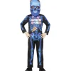 Déguisement enfant Halloween Game Over squelette noir et bleu 4/6 ans-Gifi Outlet