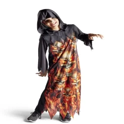 Déguisement enfant Halloween gardien tunique crâne flamme 7/10ans-Gifi Best