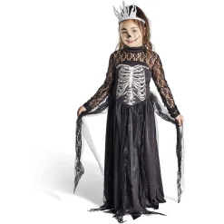 Déguisement enfant Halloween reine squelette noir et blanc 11/14ans-Gifi New