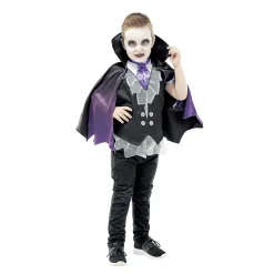 Déguisement enfant Halloween vampire tshirt et cape 7/10ans-Gifi Hot