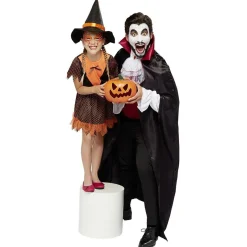 Déguisement enfant Halloween sorcière robe chapeau orange noir 4/6ans-Gifi New