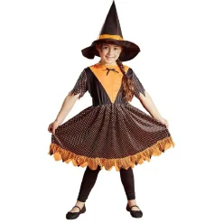 Déguisement enfant Halloween sorcière robe chapeau orange noir 4/6ans-Gifi New