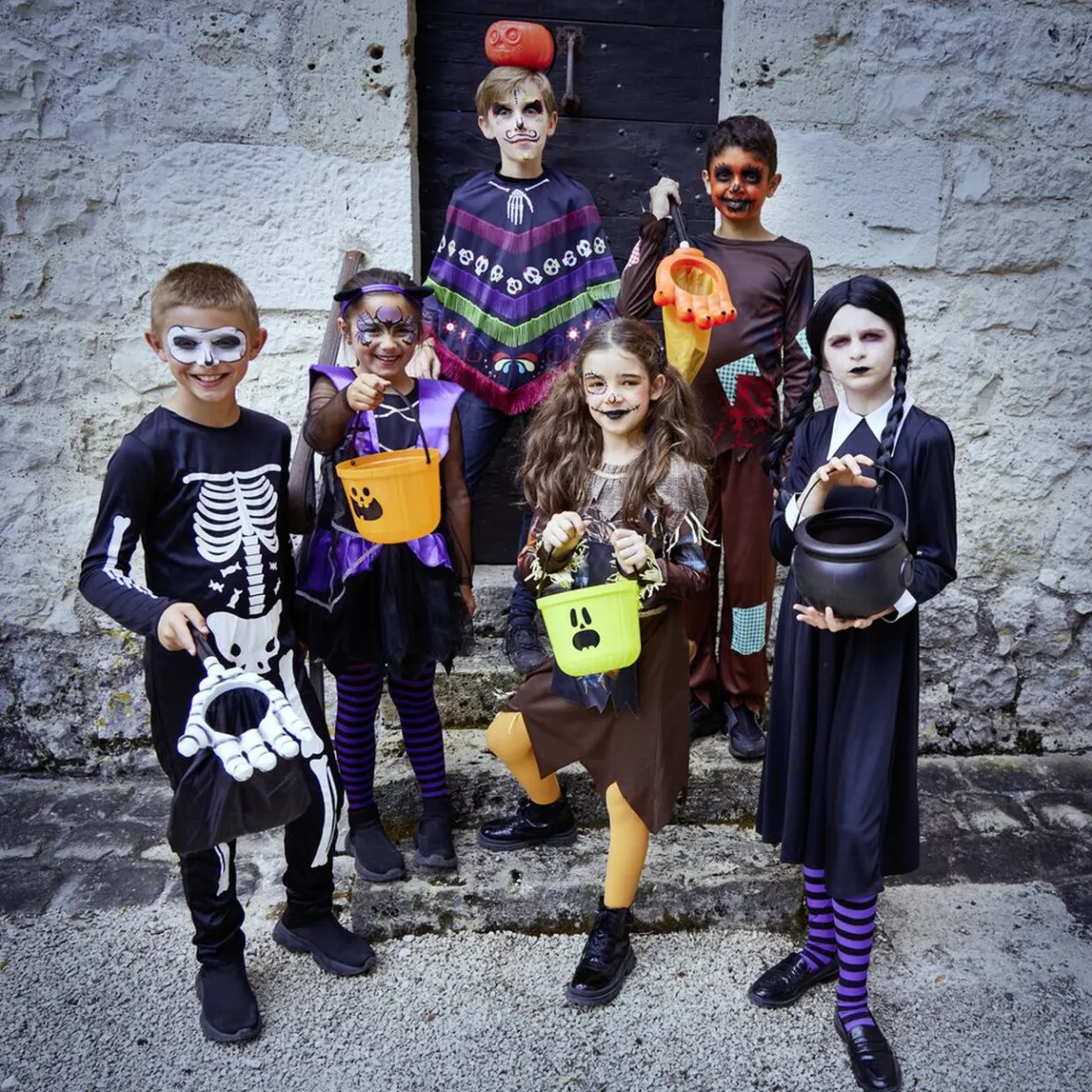 Déguisement enfant Halloween squelette combinaison et cagoule 4/6ans-Gifi Online