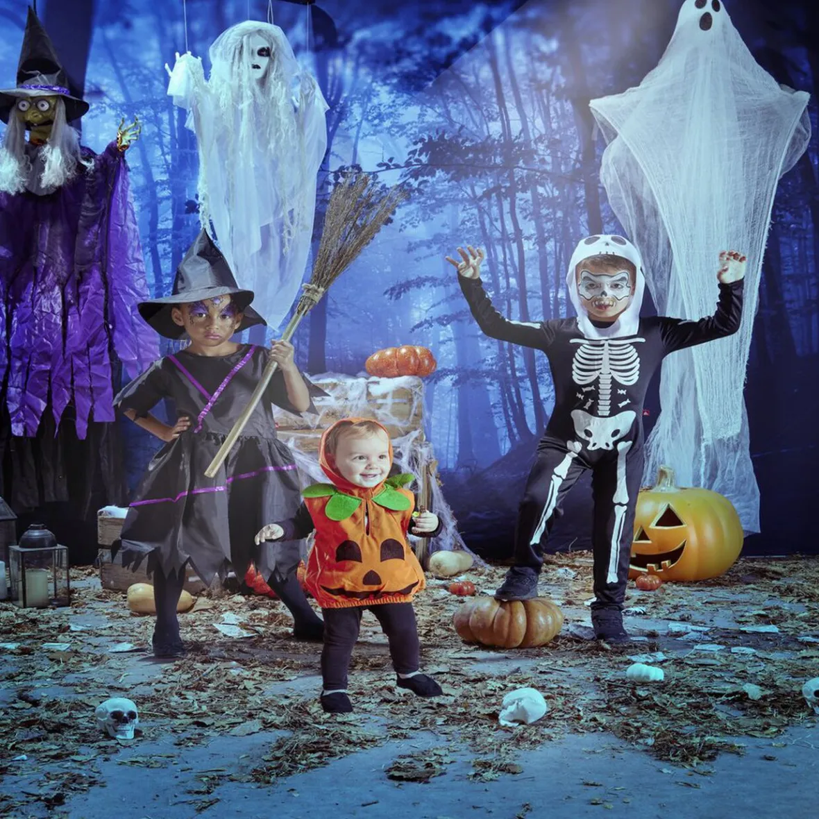 Déguisement enfant Halloween squelette combinaison et cagoule 4/6ans-Gifi Online