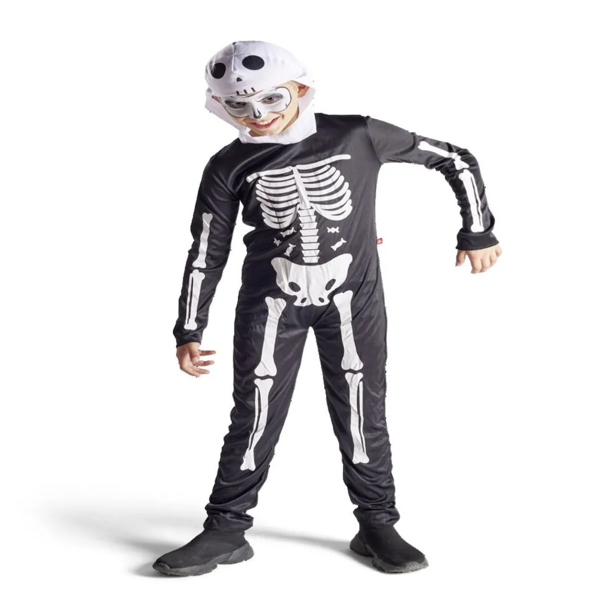 Déguisement enfant Halloween squelette combinaison et cagoule 4/6ans-Gifi Online